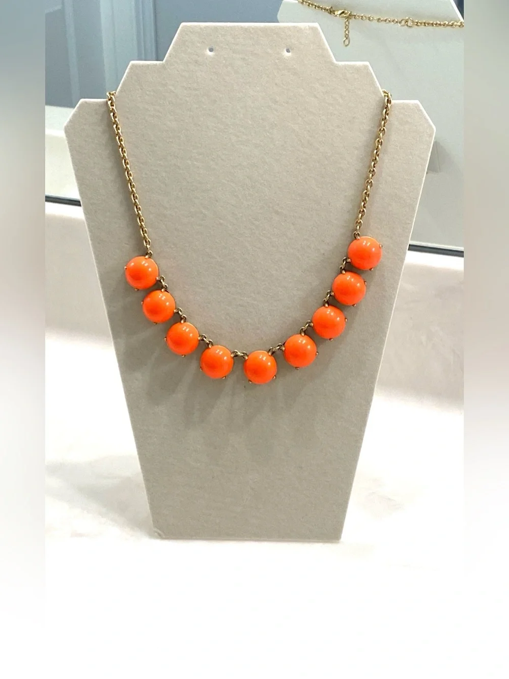 J. Crew Bold Orange Bead Necklace on Gold Chain